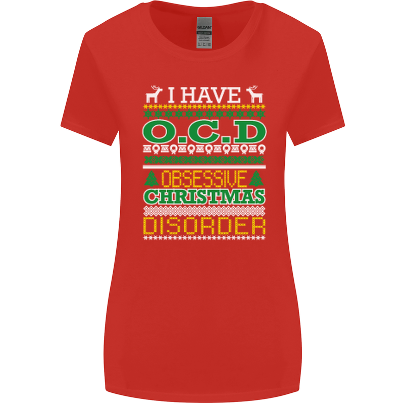 OCD Obsessive Christmas Disorder Womens Wider Cut T-Shirt Red