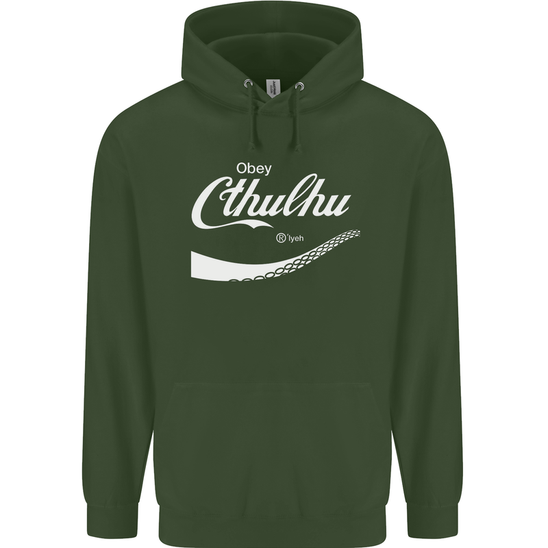 Obey Cthulhu Kraken Octopus R'lyeh Childrens Kids Hoodie Forest Green