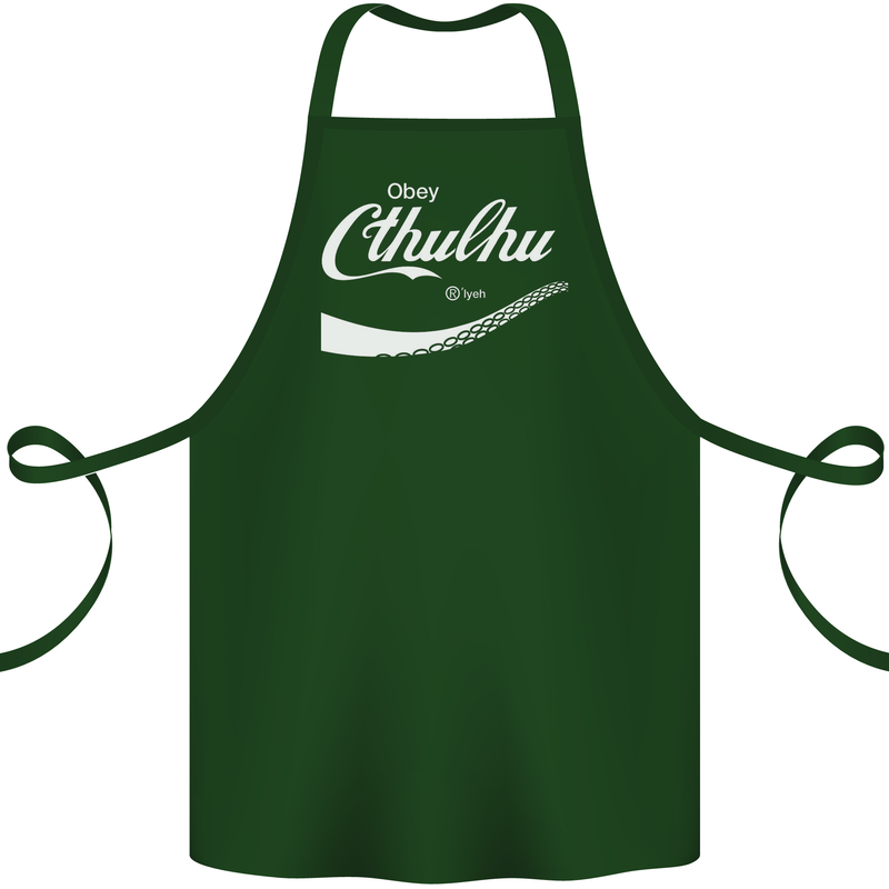 Obey Cthulhu Kraken Octopus R'lyeh Cotton Apron 100% Organic Forest Green