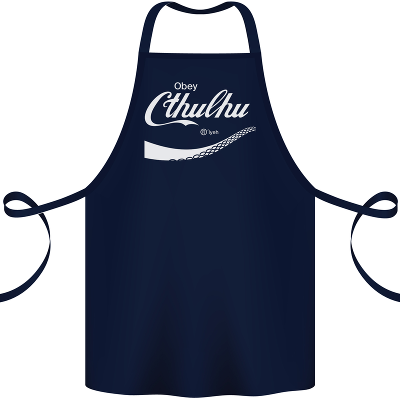 Obey Cthulhu Kraken Octopus R'lyeh Cotton Apron 100% Organic Navy Blue