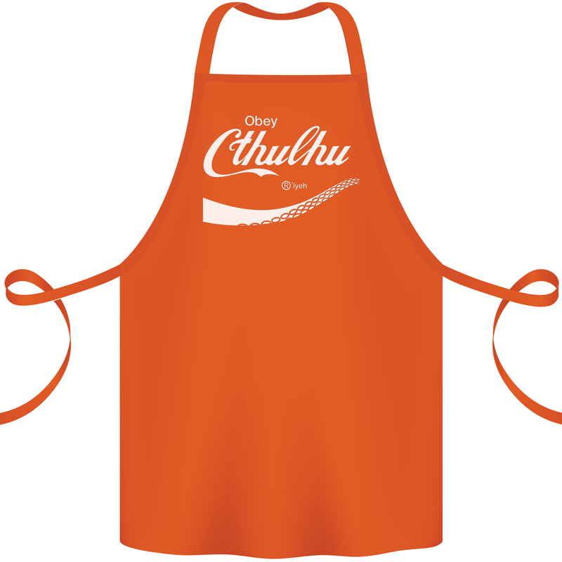 Obey Cthulhu Kraken Octopus R'lyeh Cotton Apron 100% Organic Orange
