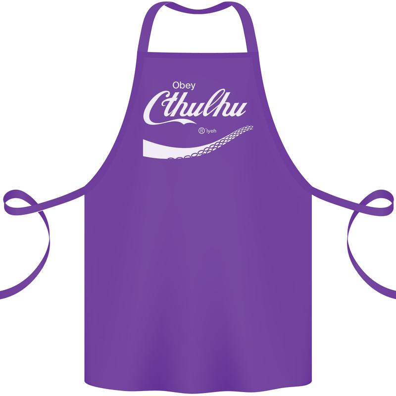 Obey Cthulhu Kraken Octopus R'lyeh Cotton Apron 100% Organic Purple