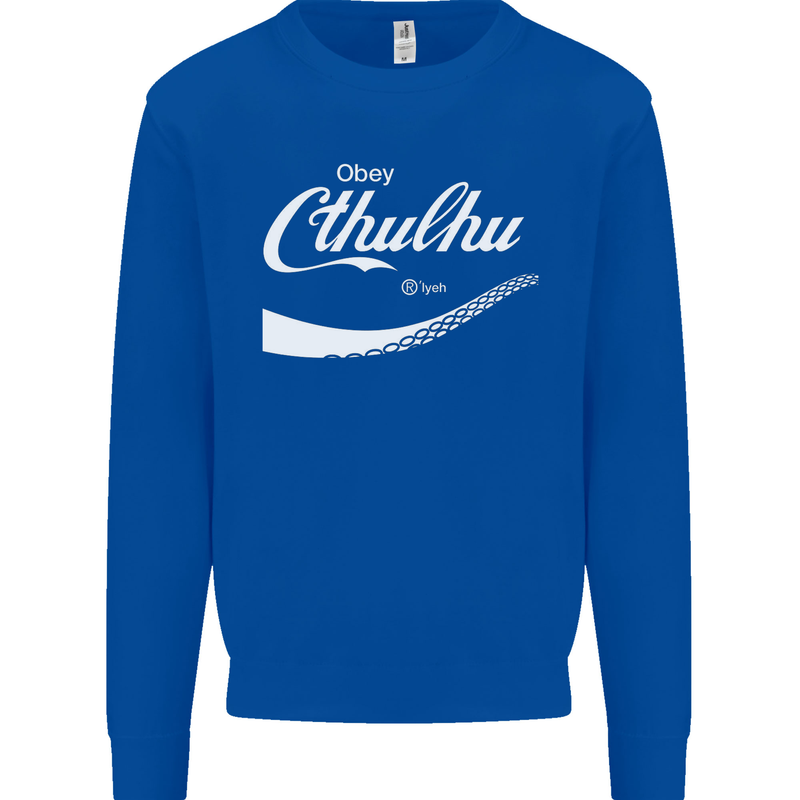 Obey Cthulhu Kraken Octopus R'lyeh Kids Sweatshirt Jumper Royal Blue