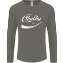 Obey Cthulhu Kraken Octopus R'lyeh Mens Long Sleeve T-Shirt Charcoal