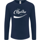 Obey Cthulhu Kraken Octopus R'lyeh Mens Long Sleeve T-Shirt Navy Blue
