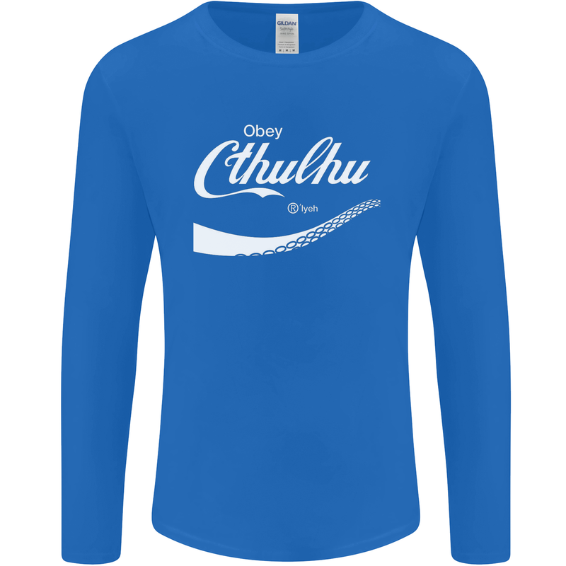 Obey Cthulhu Kraken Octopus R'lyeh Mens Long Sleeve T-Shirt Royal Blue