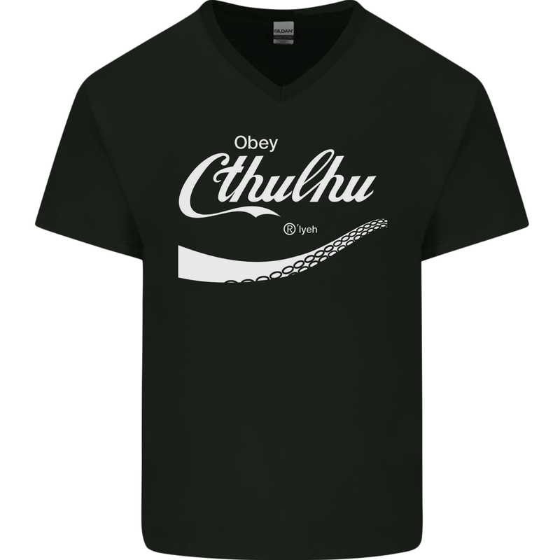 Obey Cthulhu Kraken Octopus R'lyeh Mens V-Neck Cotton T-Shirt Black