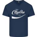 Obey Cthulhu Kraken Octopus R'lyeh Mens V-Neck Cotton T-Shirt Navy Blue