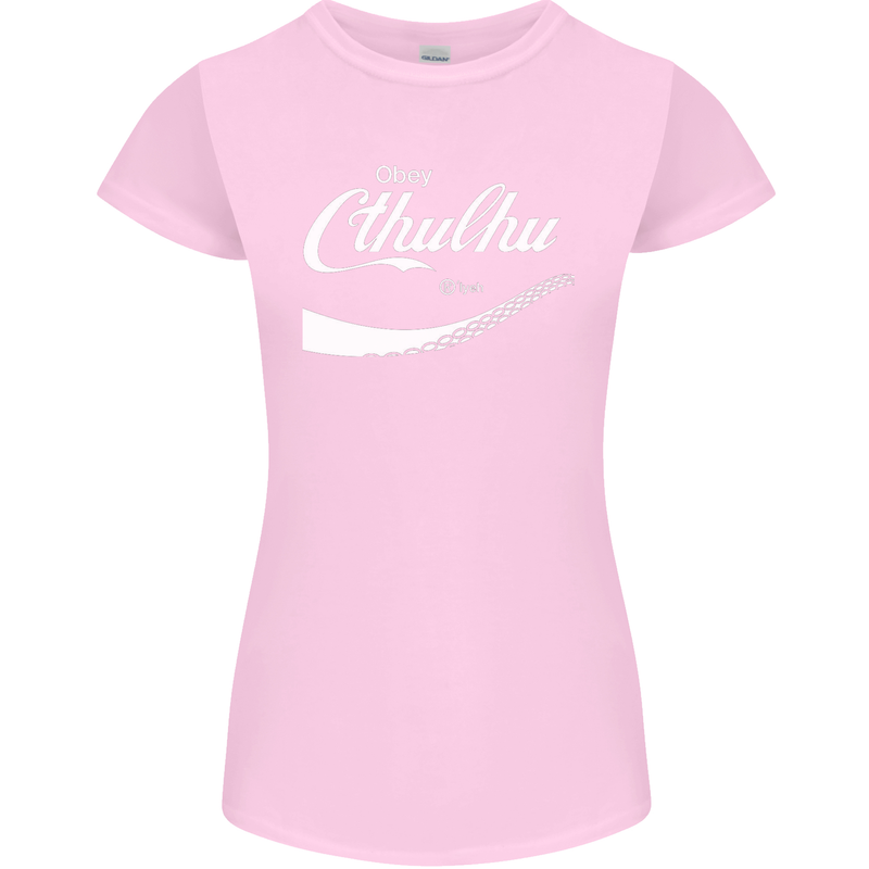 Obey Cthulhu Kraken Octopus R'lyeh Womens Petite Cut T-Shirt Light Pink