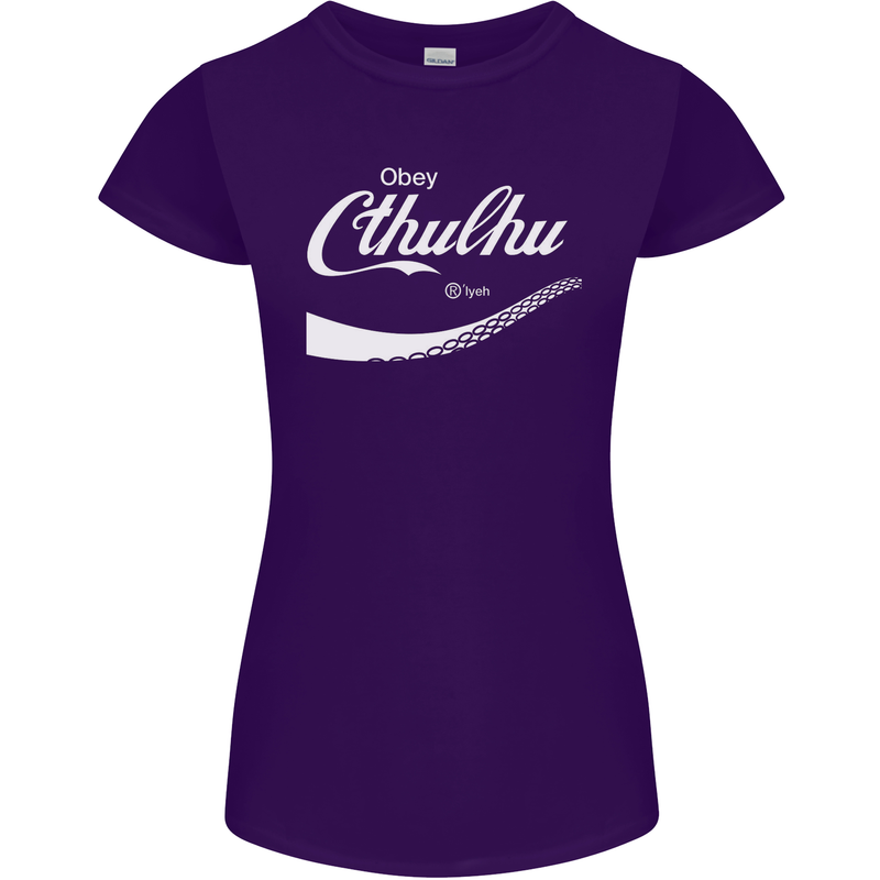 Obey Cthulhu Kraken Octopus R'lyeh Womens Petite Cut T-Shirt Purple
