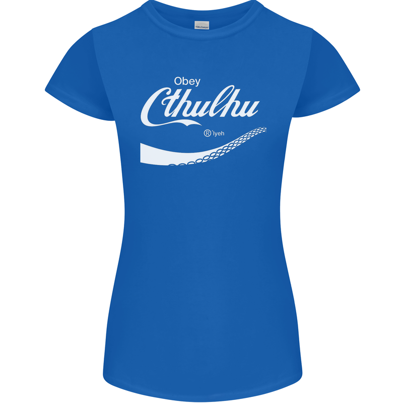 Obey Cthulhu Kraken Octopus R'lyeh Womens Petite Cut T-Shirt Royal Blue