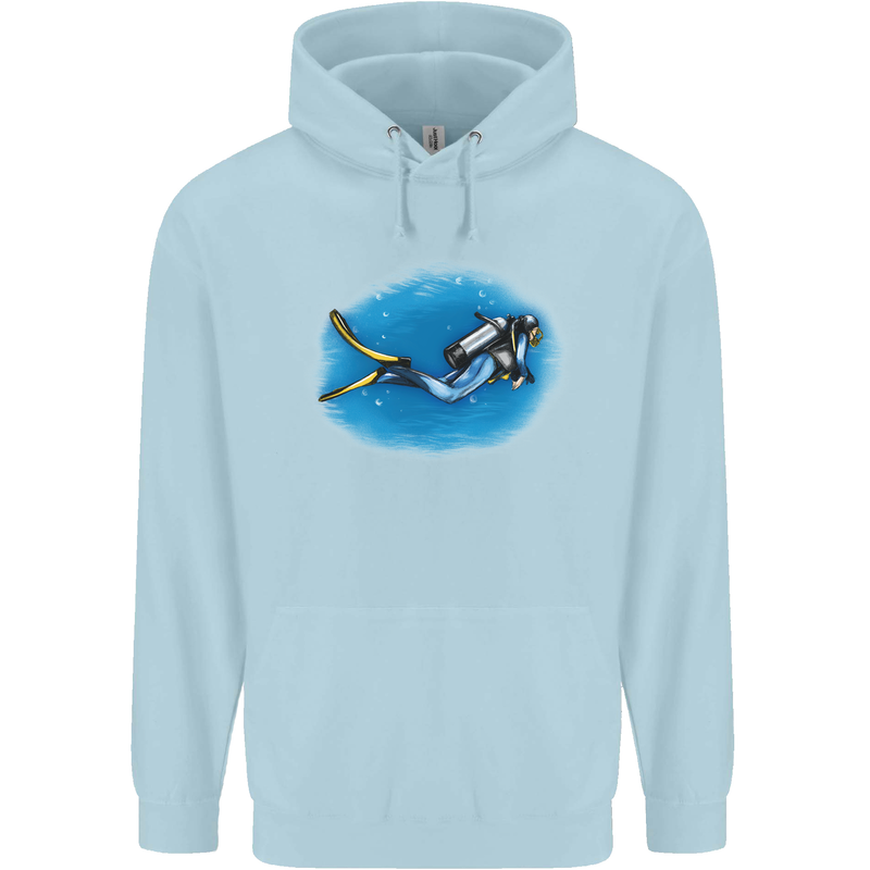 Ocean Scuba Diver Scuba Diving Childrens Kids Hoodie Light Blue