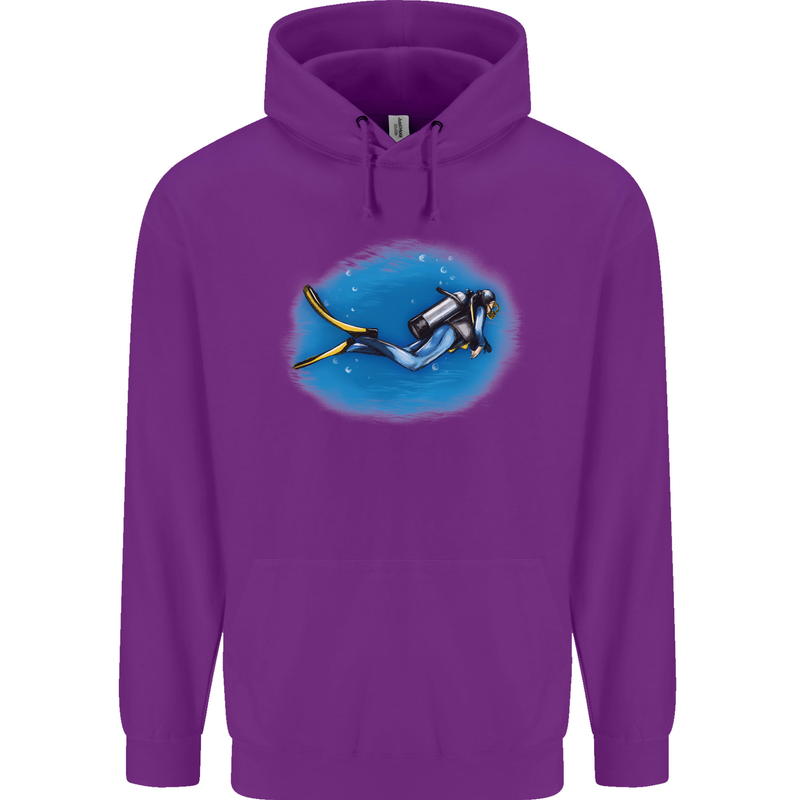 Ocean Scuba Diver Scuba Diving Childrens Kids Hoodie Purple