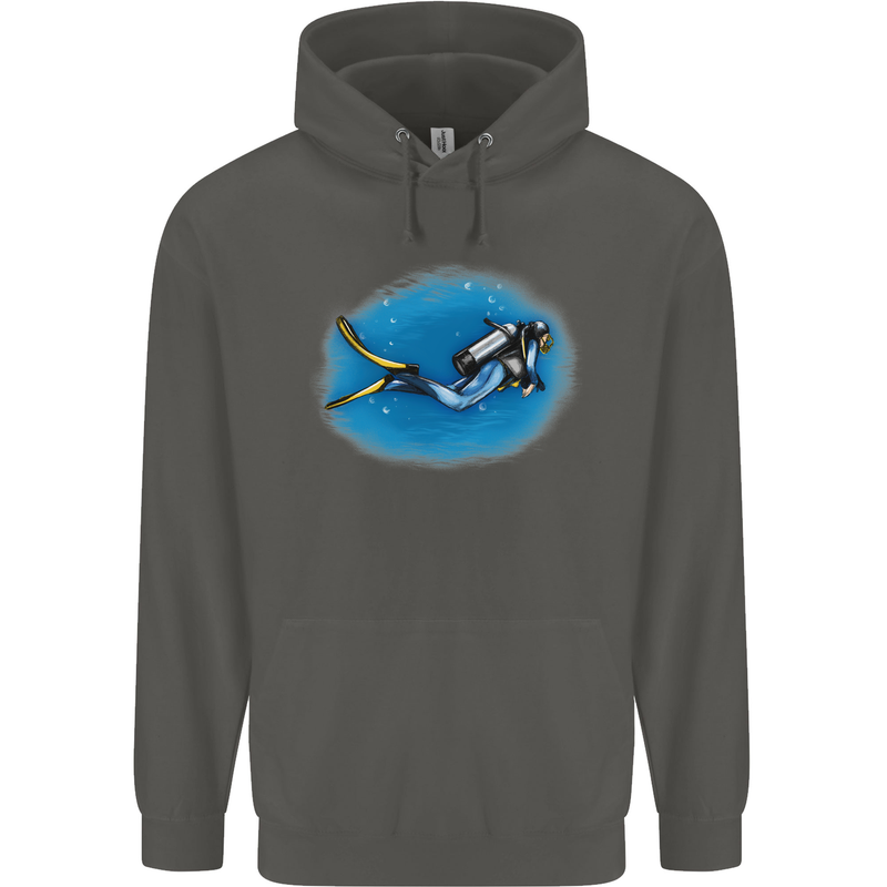 Ocean Scuba Diver Scuba Diving Childrens Kids Hoodie Storm Grey