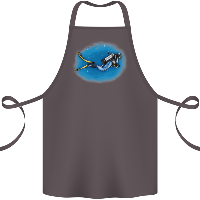 Ocean Scuba Diver Scuba Diving Cotton Apron 100% Organic Dark Grey