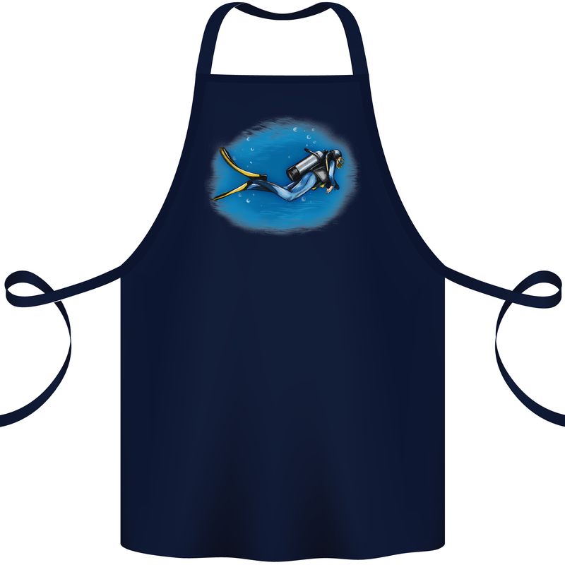Ocean Scuba Diver Scuba Diving Cotton Apron 100% Organic Navy Blue