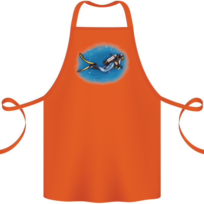 Ocean Scuba Diver Scuba Diving Cotton Apron 100% Organic Orange