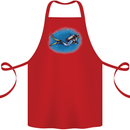 Ocean Scuba Diver Scuba Diving Cotton Apron 100% Organic Red