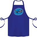 Ocean Scuba Diver Scuba Diving Cotton Apron 100% Organic Royal Blue