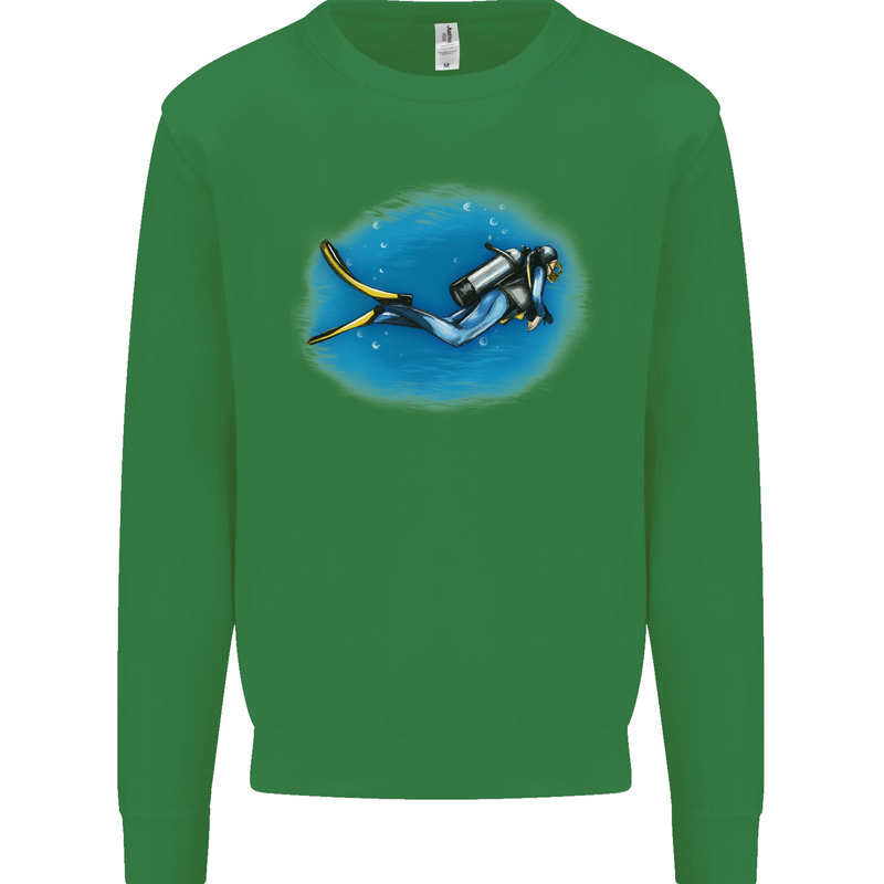 Ocean Scuba Diver Scuba Diving Kids Sweatshirt Jumper Irish Green