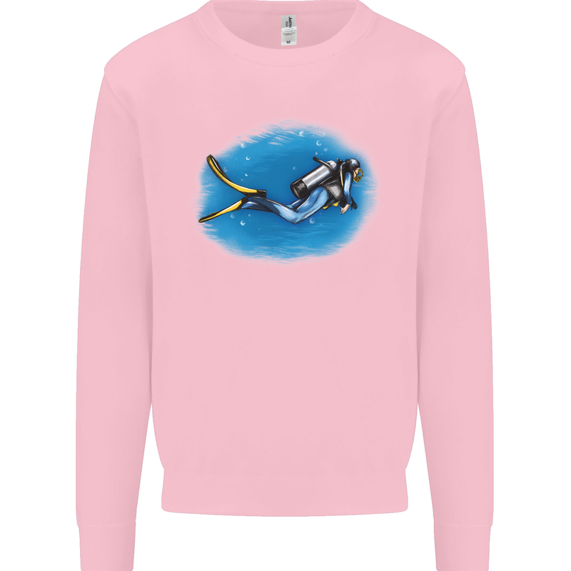 Ocean Scuba Diver Scuba Diving Kids Sweatshirt Jumper Light Pink