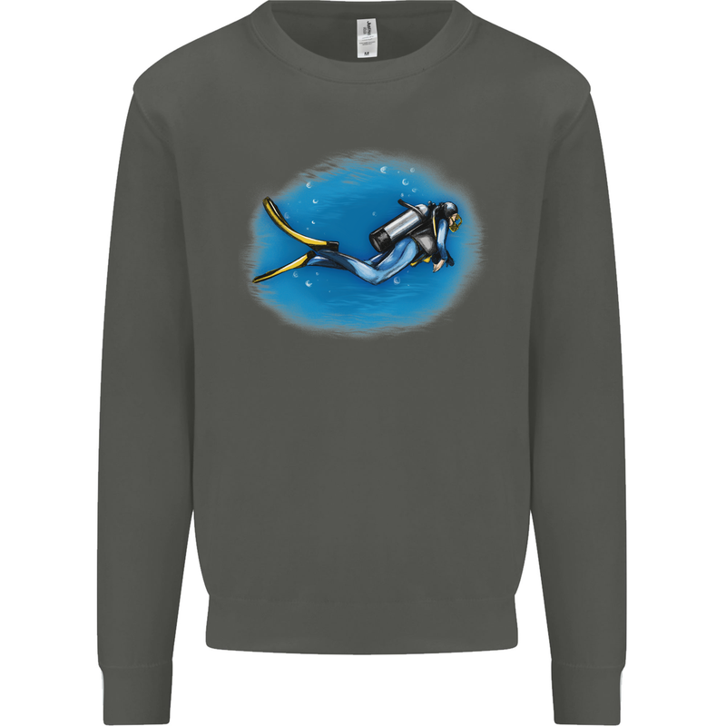 Ocean Scuba Diver Scuba Diving Kids Sweatshirt Jumper Storm Grey