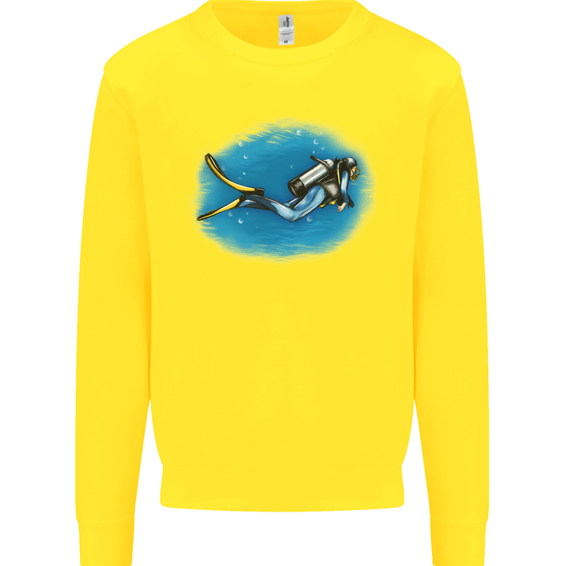 Ocean Scuba Diver Scuba Diving Kids Sweatshirt Jumper Yellow