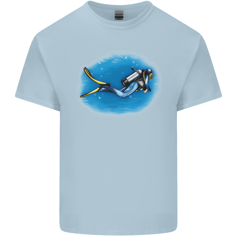 Ocean Scuba Diver Scuba Diving Mens Cotton T-Shirt Tee Top Light Blue