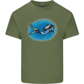 Ocean Scuba Diver Scuba Diving Mens Cotton T-Shirt Tee Top Military Green