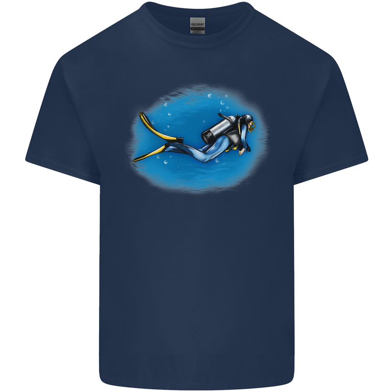 Ocean Scuba Diver Scuba Diving Mens Cotton T-Shirt Tee Top Navy Blue