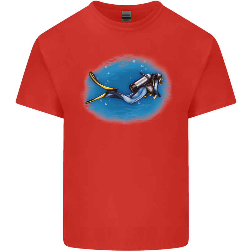 Ocean Scuba Diver Scuba Diving Mens Cotton T-Shirt Tee Top Red