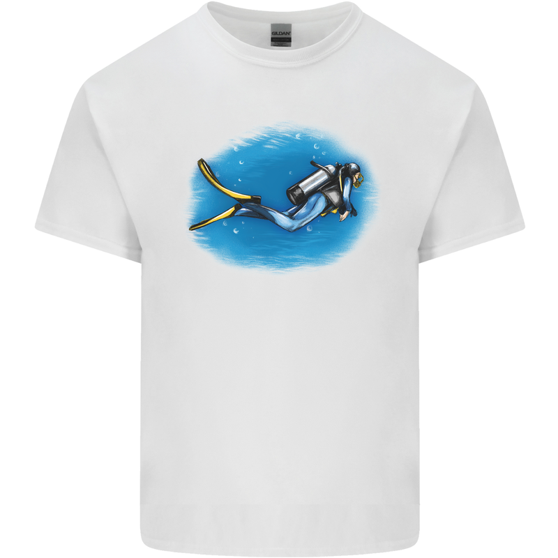 Ocean Scuba Diver Scuba Diving Mens Cotton T-Shirt Tee Top White