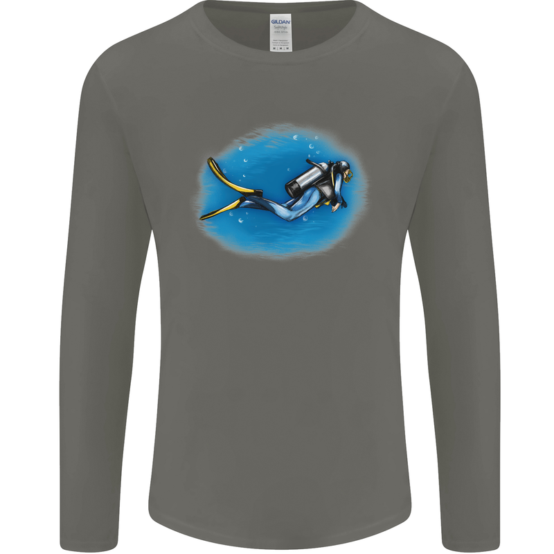 Ocean Scuba Diver Scuba Diving Mens Long Sleeve T-Shirt Charcoal