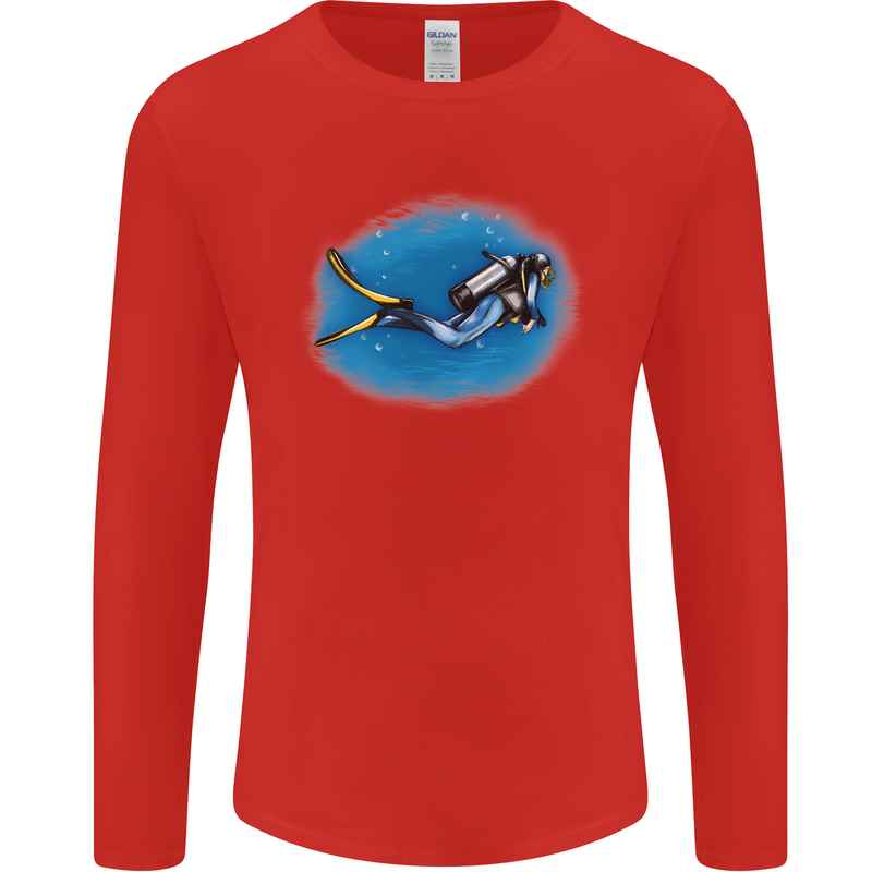 Ocean Scuba Diver Scuba Diving Mens Long Sleeve T-Shirt Red