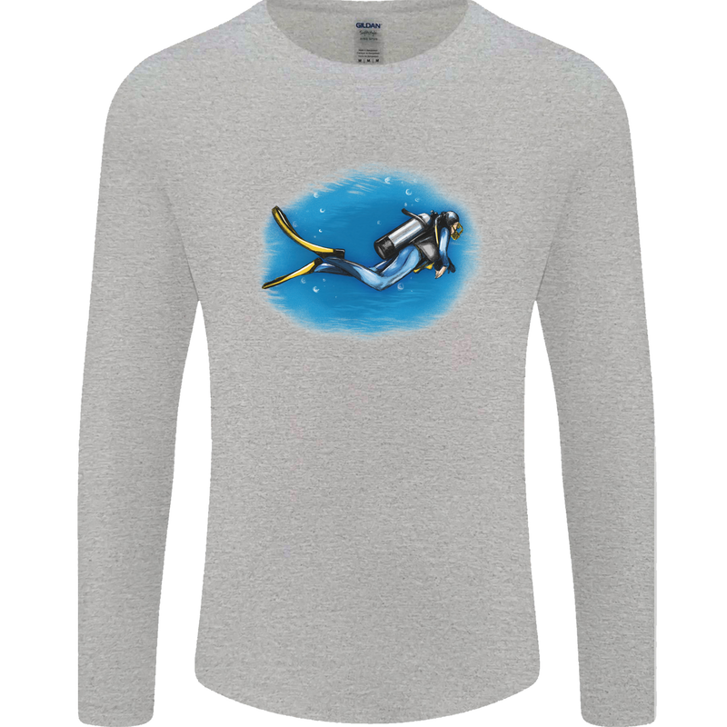 Ocean Scuba Diver Scuba Diving Mens Long Sleeve T-Shirt Sports Grey