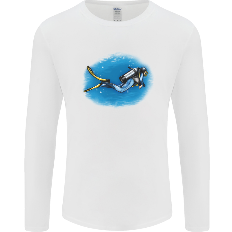 Ocean Scuba Diver Scuba Diving Mens Long Sleeve T-Shirt White