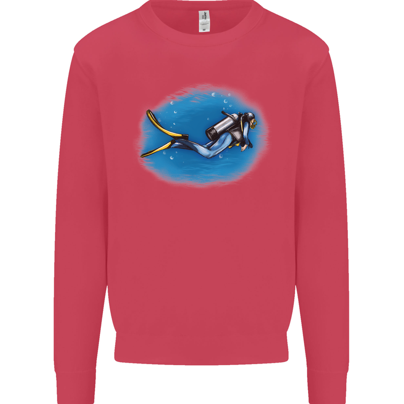 Ocean Scuba Diver Scuba Diving Mens Sweatshirt Jumper Heliconia