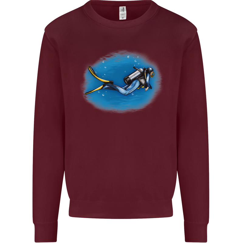 Ocean Scuba Diver Scuba Diving Mens Sweatshirt Jumper Maroon