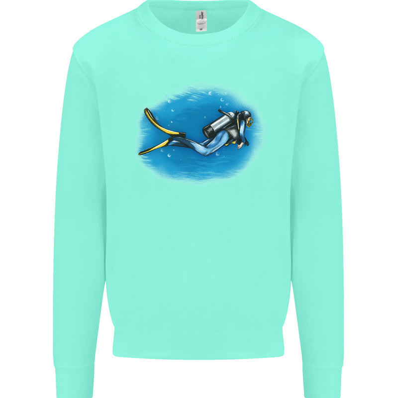Ocean Scuba Diver Scuba Diving Mens Sweatshirt Jumper Peppermint