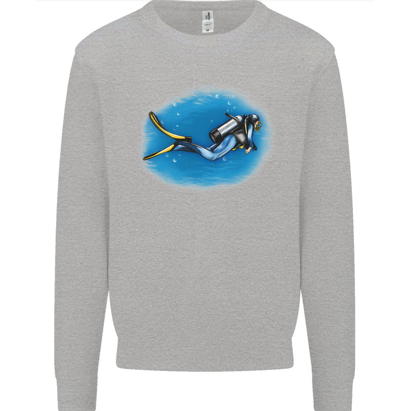 Ocean Scuba Diver Scuba Diving Mens Sweatshirt Jumper Sports Grey