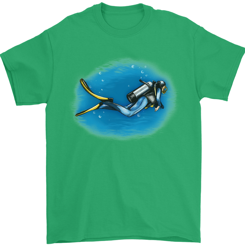 Ocean Scuba Diver Scuba Diving Mens T-Shirt Cotton Gildan Irish Green