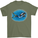 Ocean Scuba Diver Scuba Diving Mens T-Shirt Cotton Gildan Military Green