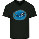 Ocean Scuba Diver Scuba Diving Mens V-Neck Cotton T-Shirt Black