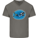 Ocean Scuba Diver Scuba Diving Mens V-Neck Cotton T-Shirt Charcoal