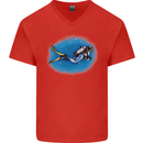 Ocean Scuba Diver Scuba Diving Mens V-Neck Cotton T-Shirt Red