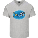 Ocean Scuba Diver Scuba Diving Mens V-Neck Cotton T-Shirt Sports Grey