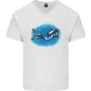 Ocean Scuba Diver Scuba Diving Mens V-Neck Cotton T-Shirt White