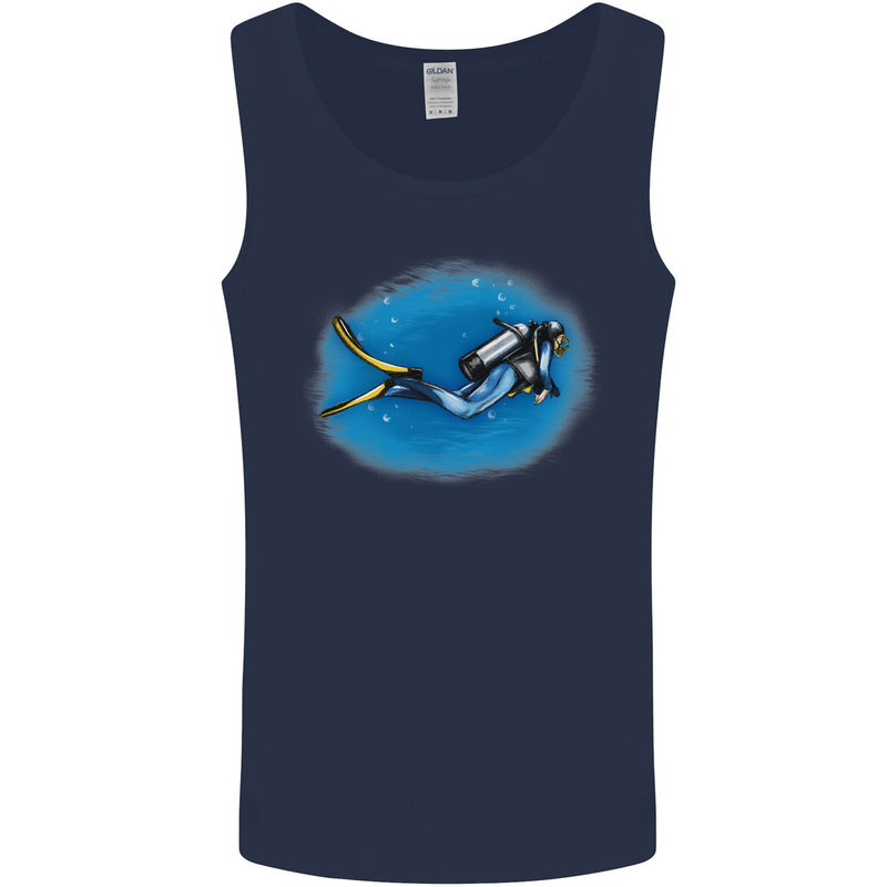 Ocean Scuba Diver Scuba Diving Mens Vest Tank Top Navy Blue
