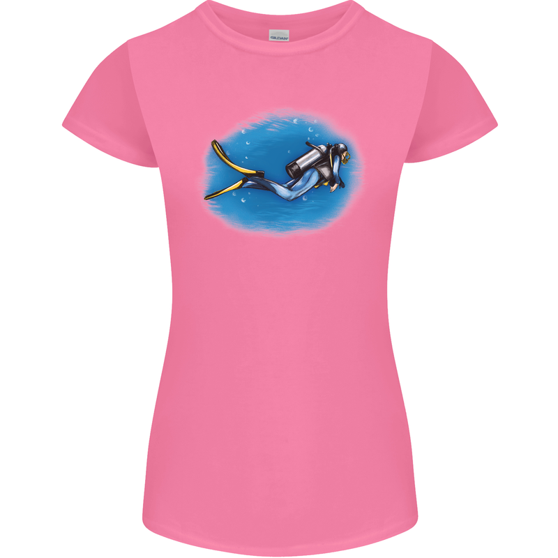 Ocean Scuba Diver Scuba Diving Womens Petite Cut T-Shirt Azalea