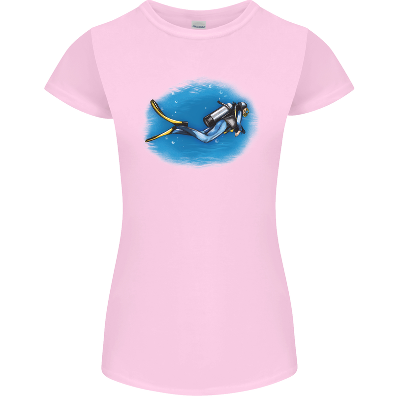 Ocean Scuba Diver Scuba Diving Womens Petite Cut T-Shirt Light Pink